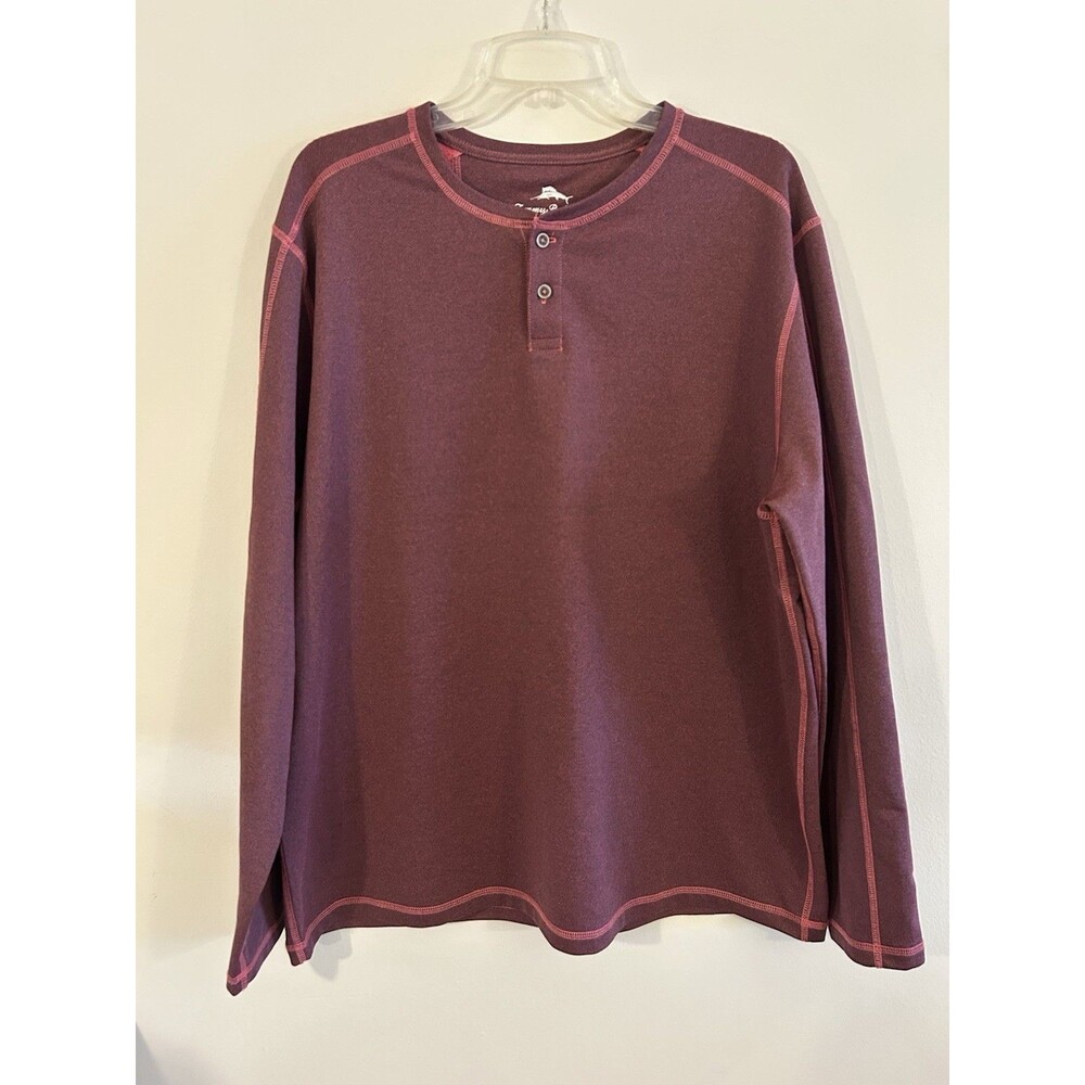 Tommy Bahama Island Zone Sage 3 Bottom Long Sleeve Henley Shirt Size XL